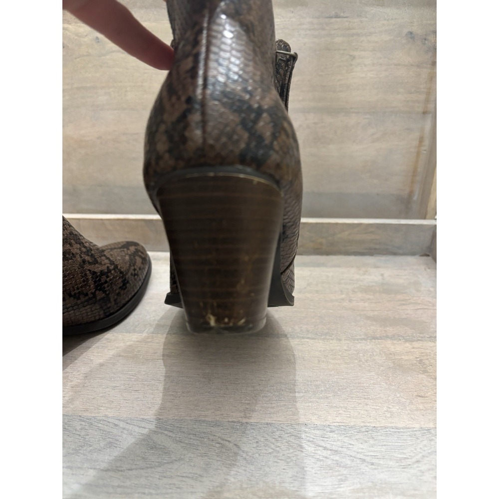 Lane Bryant Snakeskin Brown Black Ankle Booties Sz 8W - Picture 5 of 10